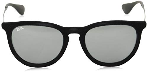 Ray-Ban Erika, Gafas De Sol para Mujer, Negro (Black Velvet (60756G)) con lentes espejadas gris