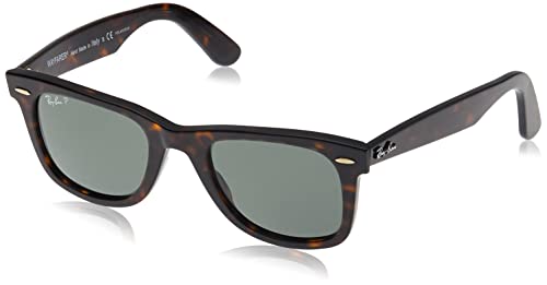 Ray Ban Wayfarer, Gafas de Sol Polarizado Unisex, Negro (Black/Crystal Green Polarized), 50