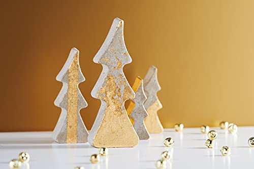 Rayher 36062000 Molde para manualidades con forma de 4 abetos, distintos tamaños de 8 a 16 cm, 3 cm grosor, Apto con hormigón, cera, jabón y más