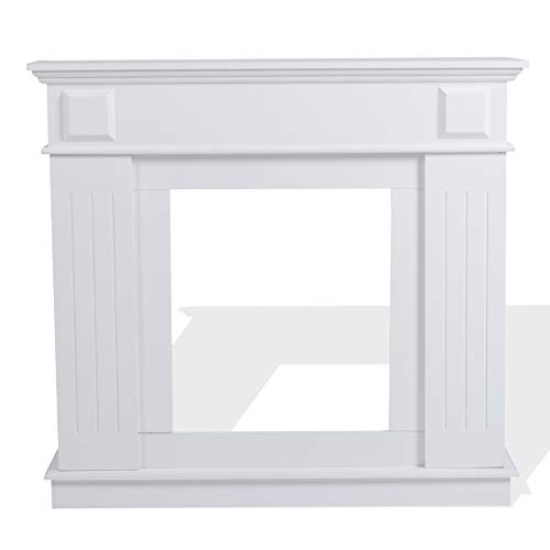 Rebecca Mobili Marco de Chimenea Decorativo, Chimenea Blanca, en Madera, Estilo Clasico Tradicional, para Sala de Estar- Medidas: 100 x 109 x 26 cm (AxANxF) - Art. RE4800
