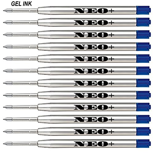 Recambios de bolígrafo duraderos, punta fina, 12 unidades También válido para recambios de estilo Parker G2, color 12 INK BLUE GEL