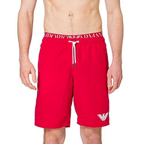Red Emporio Armani Swimwear Bermuda Logoband Traje de baño, Black, 46 para Hombre