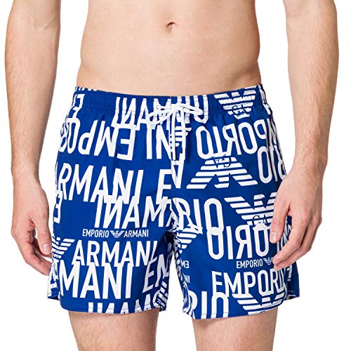 Red Emporio Armani Swimwear Boxer All Over Graphic Logo Traje de baño, Black, 46 para Hombre