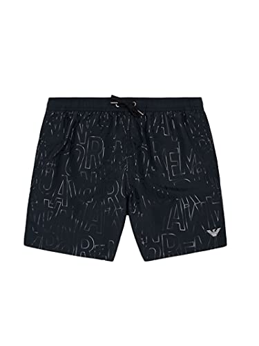 Red Emporio Armani Swimwear Boxer All Over Tonal Logo Traje de baño, Black, 50 para Hombre