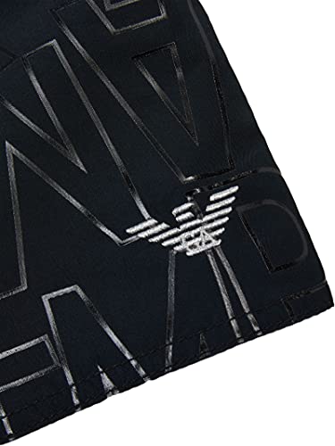 Red Emporio Armani Swimwear Boxer All Over Tonal Logo Traje de baño, Black, 50 para Hombre