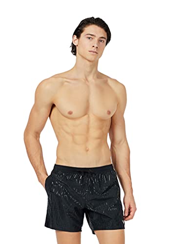 Red Emporio Armani Swimwear Boxer All Over Tonal Logo Traje de baño, Black, 50 para Hombre