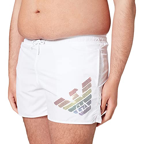 Red Emporio Armani Swimwear Boxer Rainbow Eagle Traje de baño, Navy Blue, 46 para Hombre