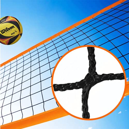 Redes Deportivas On Line Red De Voley Playa o Voleibol De Polipropileno Sin Nudos con Cinta Perimetral Naranja. Medidas Oficiales. Calidad Profesional