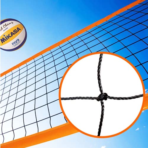 Redes Deportivas On Line Red de voley Playa y Voleibol Modelo Polietileno con Cinta perimetral Naranja. Medidas reglamentarias
