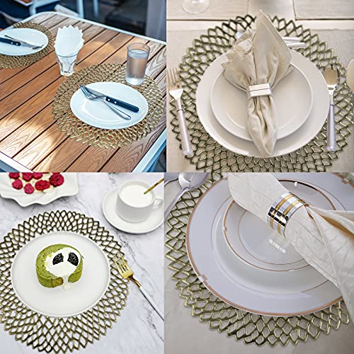 Redondos Salvamanteles Ahuecados, XiYee 6 Piezas Manteles Individuales Lavable, Mantel Individual PVC Antideslizantes Resistente al Calor, para Aislantes para Cocina, Restaurante, Mesa de Comedor 38cm
