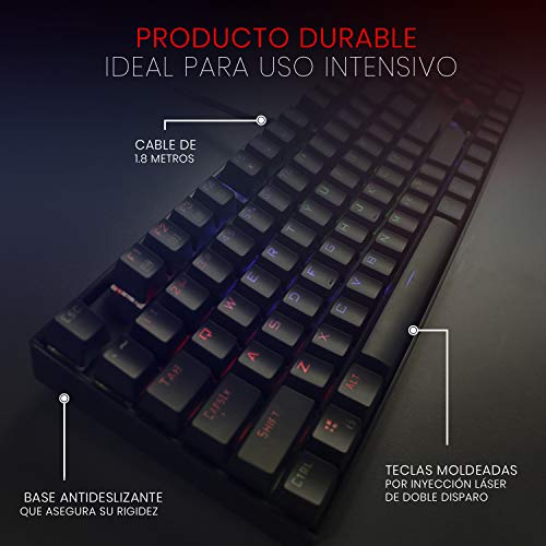 Redragon K551RGB MITRA Teclado Mecánico Gaming, RGB, Reforzado, interruptores azules, Distribución Española - Color Negro - PC Windows compatible