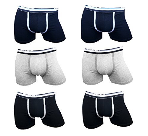 Reedic - Calzoncillos, de algodón, 6 unidades, para hombre je 2x schwarz, grau, dunkelblau XXX-Large