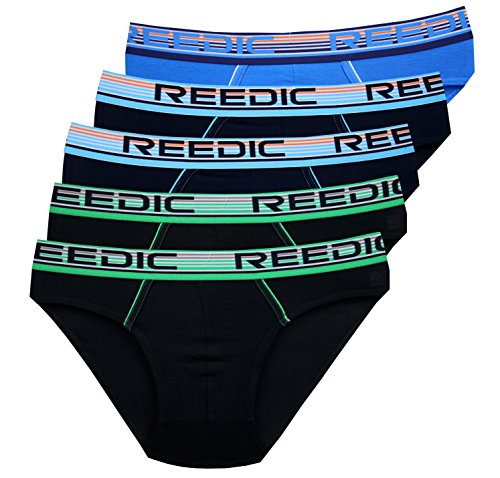 Reedic Calzoncillos Modal para hombre, 5 unidades Je 2x Schwarz, Dunkelblau, 1 Blau XXXL