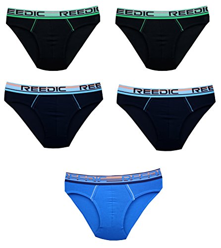 Reedic Calzoncillos Modal para hombre, 5 unidades Je 2x Schwarz, Dunkelblau, 1 Blau XXXL