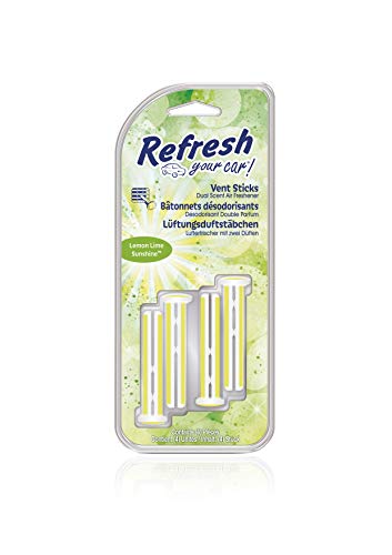 Refresh Your Car Ambientador de Coche con Fragancia, Olor y Esencias a Lima/Limón, Ambientador de Rejilla y Conductos del Aire Acondicionado, Pack de 6