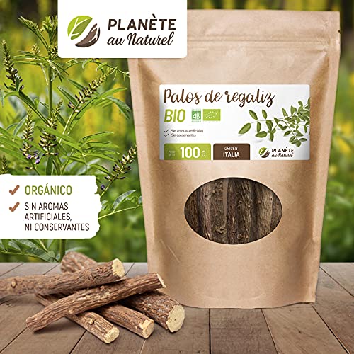 Regaliz de Palo Orgánico - 100g - Raíz de regaliz seca pura de Calabria - Agricultura Ecológica