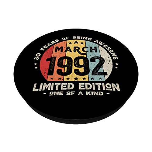 Regalo 30 años Cumpleaños Hombre Mujer - Marzo 1992 PopSockets PopGrip Intercambiable