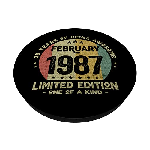 Regalo 35 años Cumpleaños Hombre Mujer - Febrero 1987 PopSockets PopGrip Intercambiable