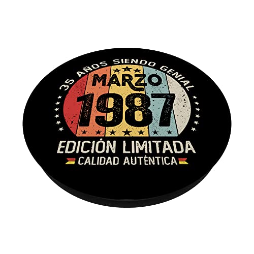 Regalo 35 años Cumpleaños Hombre Mujer - Marzo 1987 PopSockets PopGrip Intercambiable