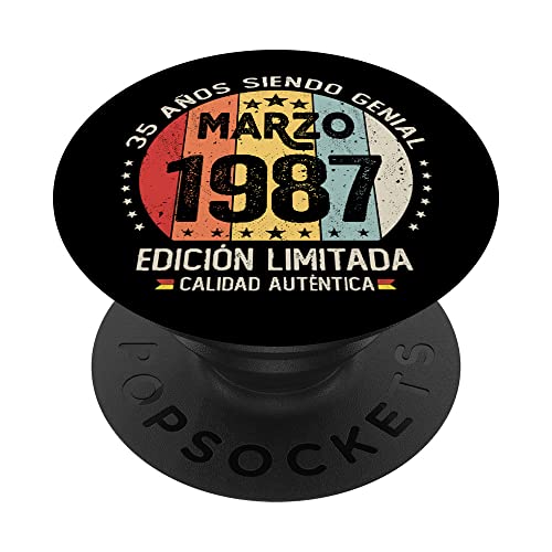 Regalo 35 años Cumpleaños Hombre Mujer - Marzo 1987 PopSockets PopGrip Intercambiable