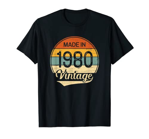 Regalo Hombre Mujer Cumpleaños 42 Años Vintage Made in 1980 Camiseta