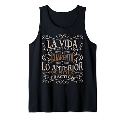 Regalo para 40 años Hombre Mujer Cumpleano Feliz Cuarenta Camiseta sin Mangas