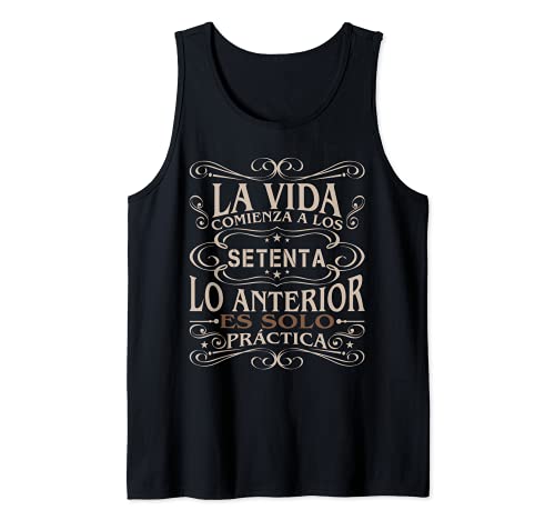 Regalo para 70 años Hombre Mujer Cumpleano Feliz setenta Camiseta sin Mangas