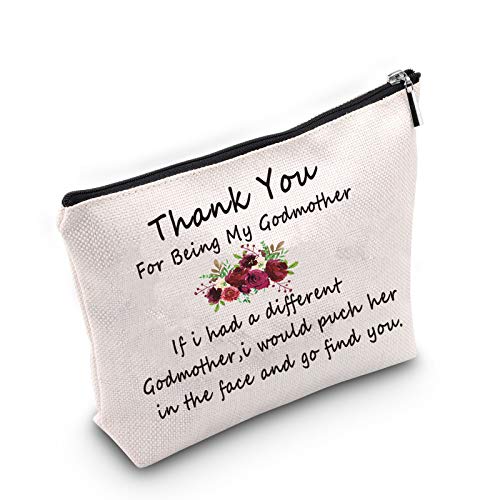 Regalo religioso madrina regalo de Goddaughter Godson,Thank You for Being My Godmother Bolsa de maquillaje mejor madrina regalo