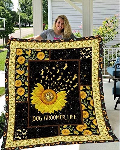 Regalos significativos Personalizados Manta Personalizada Perro Groomer Vida Girasol Perro Amantes Regalo Manta Polar