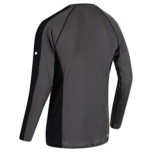 Regatta Beru-Camiseta de Lana Merina Supersuave con Control de Olor, Manga Larga, Capa Base Absorbente, Hombres, Imán/Negro, XL