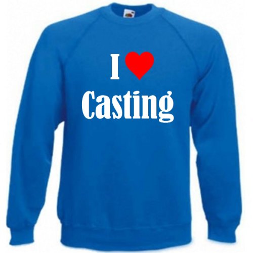 Reifen-Markt Sudadera I Love Casting para mujer, hombre y niños en los colores negro, blanco y azul con estampado azul XL