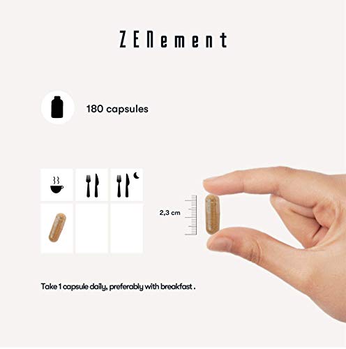 Reishi Extract 12000 mg, con Vitamina C, 180 Cápsulas | 50% polisacáridos | Energizante y antioxidante | Vegano, Sin Aditivos, Sin ingredientes OGM | de Zenement