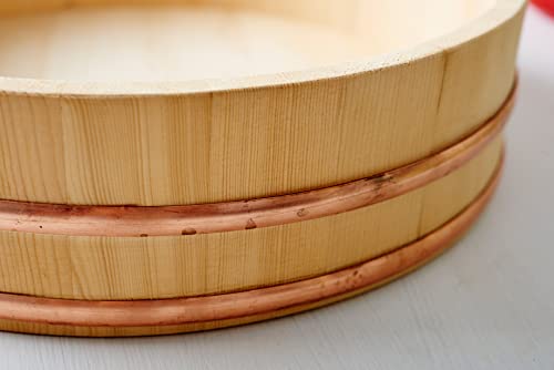 Reishunger Hangiri, Cuenco de Madera para Profesionales (diámetro de 39 cm) – Disponible en 30 cm hasta 60 cm, para arroz Sushi