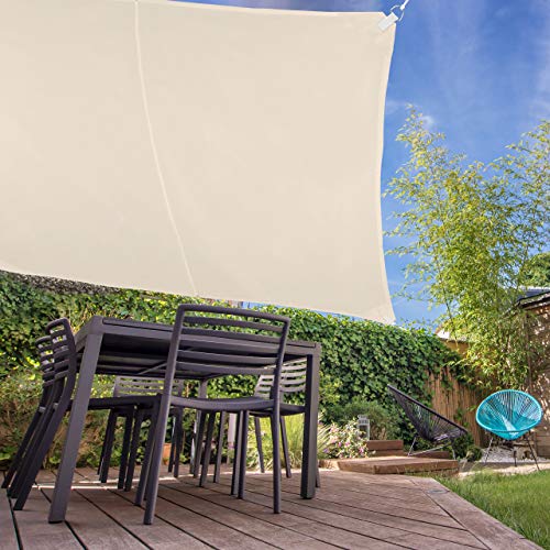 Relaxdays, Beige, Toldo Vela Cuadrado, Impermeable, Protección Rayos UV, con Cuerdas para tensar, 2 x 2 m