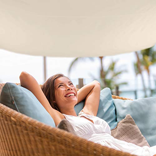 Relaxdays, Beige, Toldo Vela Cuadrado, Impermeable, Protección Rayos UV, con Cuerdas para tensar, 2 x 2 m