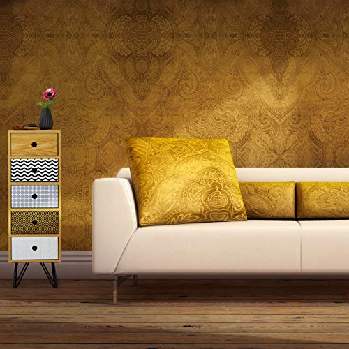 Relaxdays Cajonera Vintage, Mueble Auxiliar Retro para el Salón, Cómoda Recibidor, 90x30x25 cm, DM-Acero-PB, Multicolor, Marrón/Negro