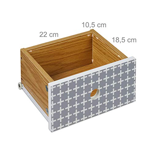 Relaxdays Cajonera Vintage, Mueble Auxiliar Retro para el Salón, Cómoda Recibidor, 90x30x25 cm, DM-Acero-PB, Multicolor, Marrón/Negro