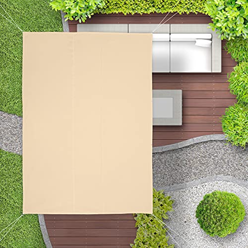 Relaxdays Toldo Vela, 5m, Hidrorrepelente, protección Anti-UV, Cuerdas, Sombraje, Terraza, Balcón, Jardín, Beige, 3,5 x 4,5 m