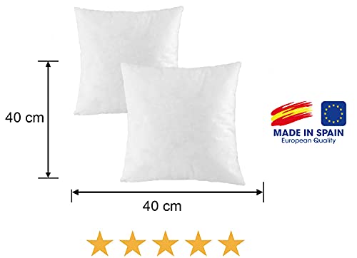Relleno Cojín 40x40 2 Unidades Antiácaros Extra Densidad, Lavable, Efecto Nube, hipoalergénicos para Rellenos, Cojines de Sofá o Cama, Almohada Fibra Hueca Siliconada