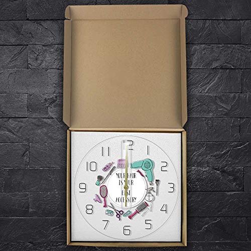 Reloj de cocina Tu Cabello Es Tu Mejor Accesorio Hairstylist Diseño Promocional Moderno Reloj de Pared Peluquería Decoración Reloj de Peluquería Regalo