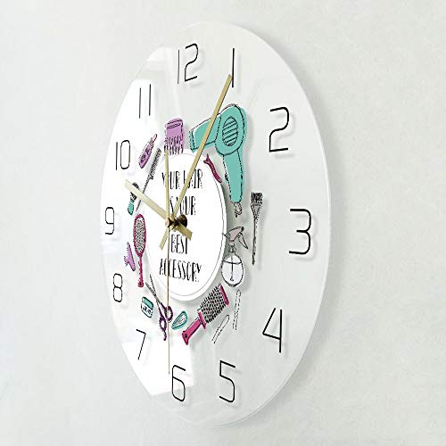 Reloj de cocina Tu Cabello Es Tu Mejor Accesorio Hairstylist Diseño Promocional Moderno Reloj de Pared Peluquería Decoración Reloj de Peluquería Regalo