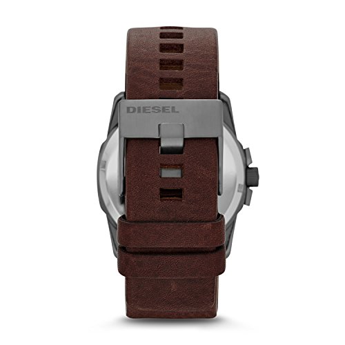 Reloj Diesel Master Chief de tres manecillas para hombre, tamaño de la caja 46 mm, reloj de acero inoxidable con correa de cuero