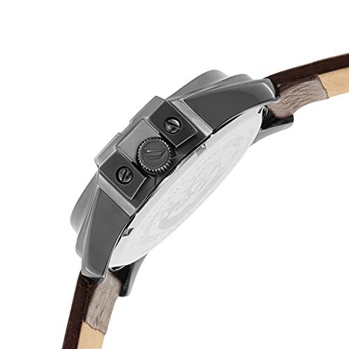 Reloj Diesel Master Chief de tres manecillas para hombre, tamaño de la caja 46 mm, reloj de acero inoxidable con correa de cuero