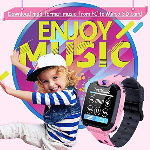 Relojes para Niños - Música Smartwatch para Niños Niña Game Watch (Tarjeta SD de 1GB incluida Pantalla táctil Relojes Inteligentes con Llamada Juego Cámara Música (Rosa)