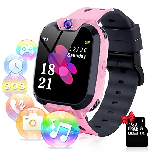 Relojes para Niños - Música Smartwatch para Niños Niña Game Watch (Tarjeta SD de 1GB incluida Pantalla táctil Relojes Inteligentes con Llamada Juego Cámara Música (Rosa)