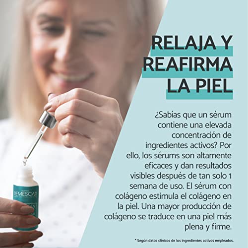 Remescar Sérum Facial de Colágeno 30 ML - Colágeno Hidrolizado - Sérum Facial con Ácido Hialurónico - Hidratante, Reafirmante, Antienvejecimiento - Tecnología de Microbiomas