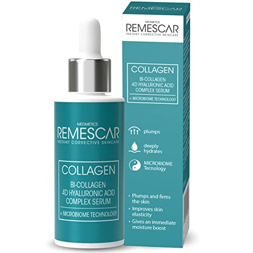 Remescar Sérum Facial de Colágeno 30 ML - Colágeno Hidrolizado - Sérum Facial con Ácido Hialurónico - Hidratante, Reafirmante, Antienvejecimiento - Tecnología de Microbiomas