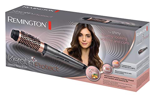 Remington Cepillo Moldeador Keratin Protect - Moldeador de Pelo, Cerámica, Queratina y Aceite de Almendra, Barril de 38 mm, Gris - CB8338