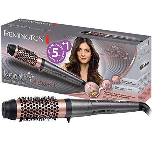 Remington Cepillo Moldeador Keratin Protect - Moldeador de Pelo, Cerámica, Queratina y Aceite de Almendra, Barril de 38 mm, Gris - CB8338