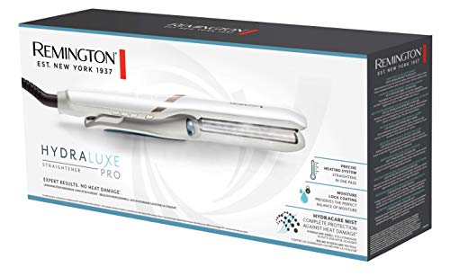 Remington Plancha de Pelo Hydraluxe Pro - Tecnología Hydracare, Cerámica, Resultados Profesionales, Placas Flotantes, Blanco - S9001